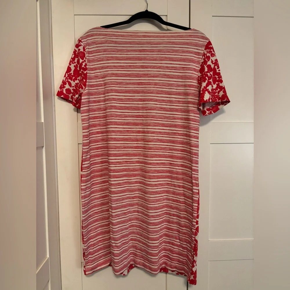 Tory Burch Red and White Floral Shift Dress